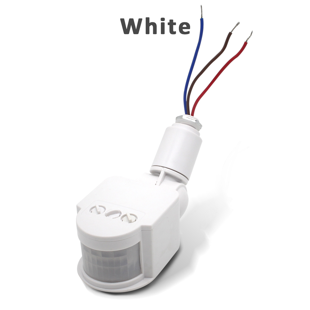 Motion Sensor Switch 220V 110V 12V Led Licht Pir Timer Muur Gemonteerde Automatische Infrarood Beweging Detector Auto op Off Outdoor: White / DC 12V