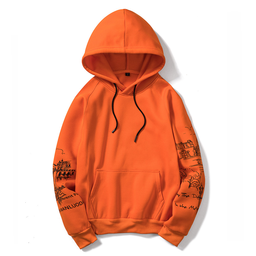 Fgkks tryck herr hoodies tröjor höst män hip hop casual herr hoodies sweatshirts eu storlek: Orange / L