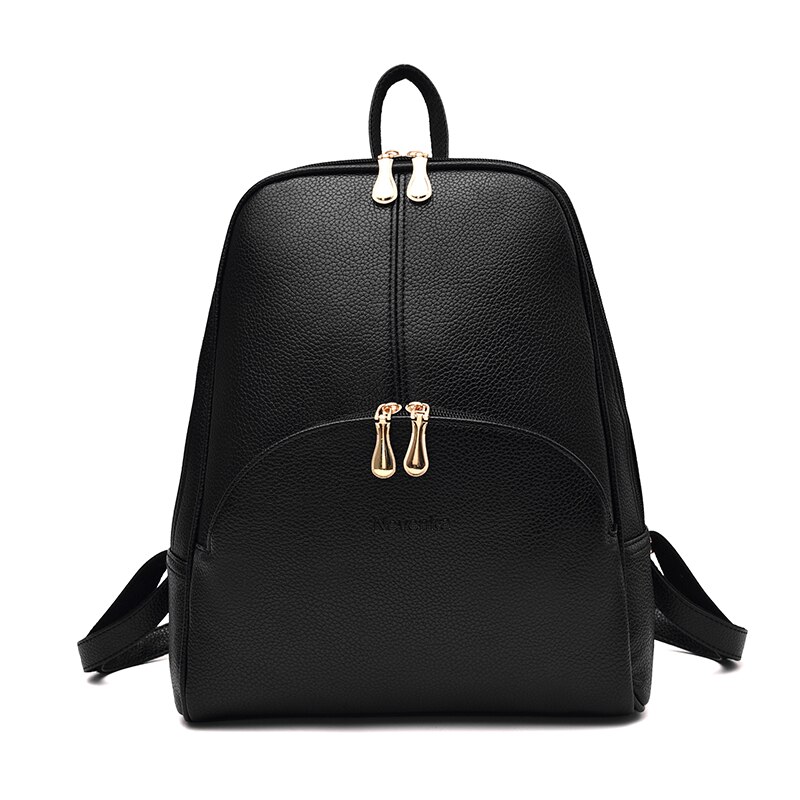 Vrouwen Rugzak Lederen Rugzakken Softback Tassen Merknaam Tas Preppy Stijl Tas Toevallige Rugzakken Tieners Rugzak Sac A Dos: Black