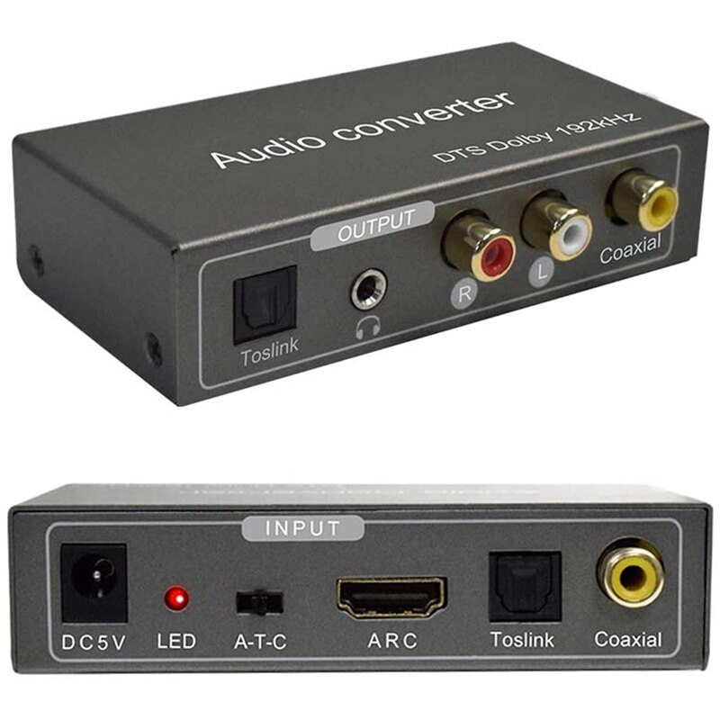 192KHz Multifunctional Digital to Analog Audio Converter, Audio Adapters for ARC Toslink Coaxial to 3.5Jack