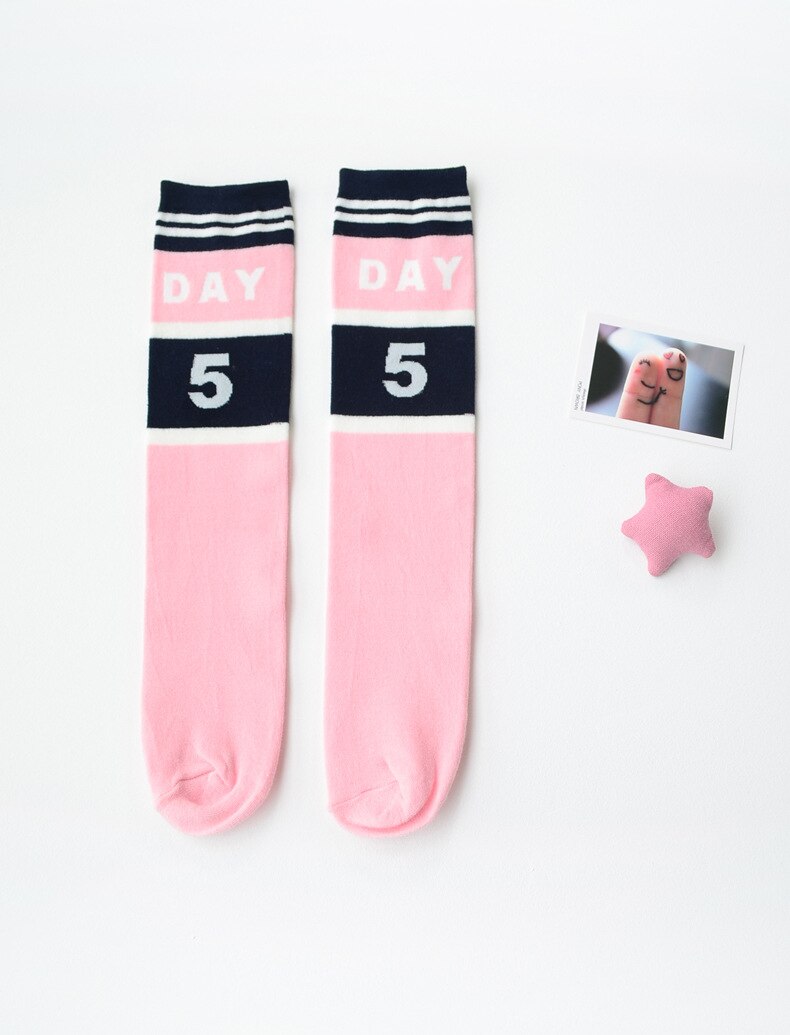2-6 Jaar Baby Kinderen Panty Katoen Gebreide Panty Kniekousen Voor Meisjes: day 5 pink