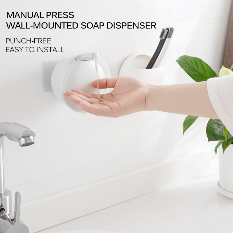 350ml Soap Dispenser Wall Mounted Free Punching Sanitizer Shampoo Dispenser Bathroom Portable Soap Dispenser