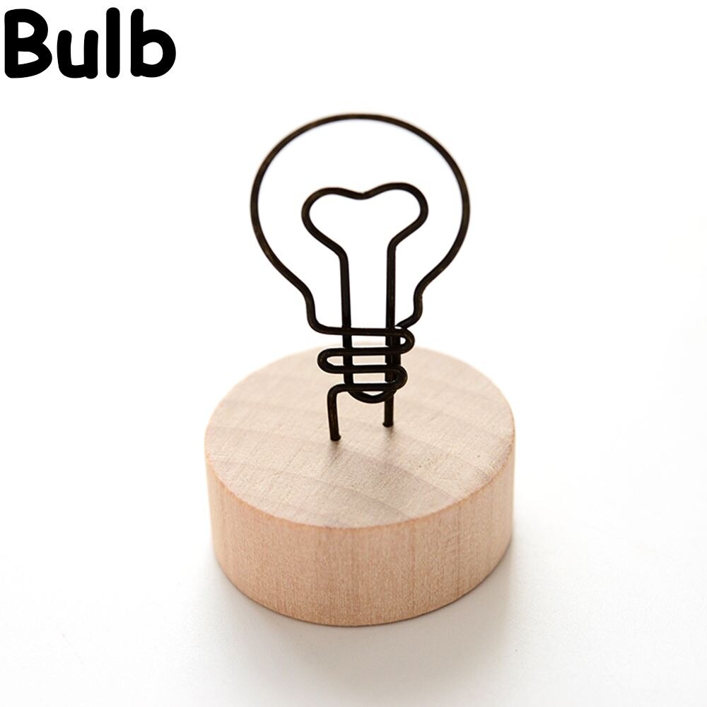 Soporte colgante de madera para tarjetas y notas, Base para fotos, Clip para notas, artículo, marco de fotos, mesa, suministros de oficina,: bulb
