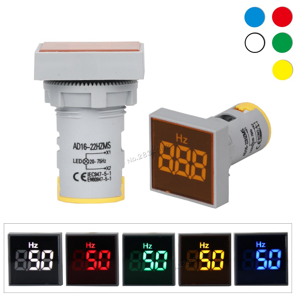 22mm 20-75hz digital display frekvensmätare hertz hz meter rund fyrkantig led lndicator monitor signal ljus tester mätare