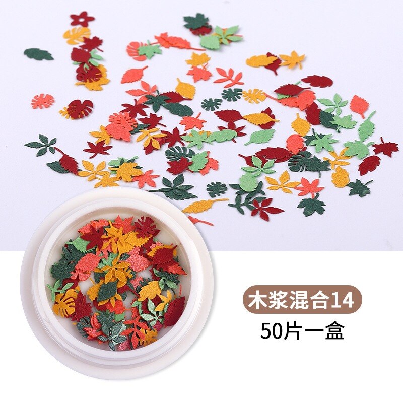 Neglekunst dekorationer negletilbehør tusindfryd blomster og blade blandet neglepasta ultra tynd neglefiner 3 dnail art 1 æske: 14