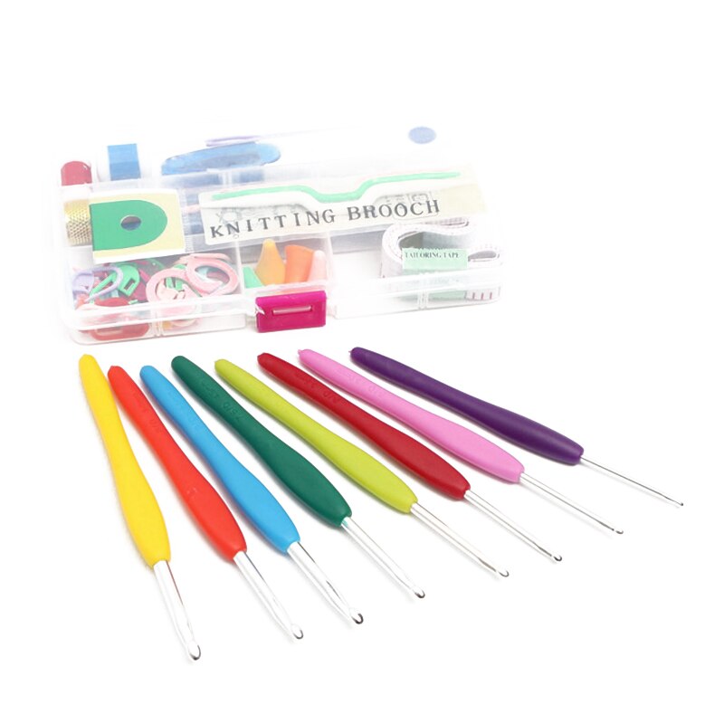 16 Sizes Stainless Steel Crochet Hooks Set Kit Needles Stitches Knitting Weave Craft Yarn Tool Case Set