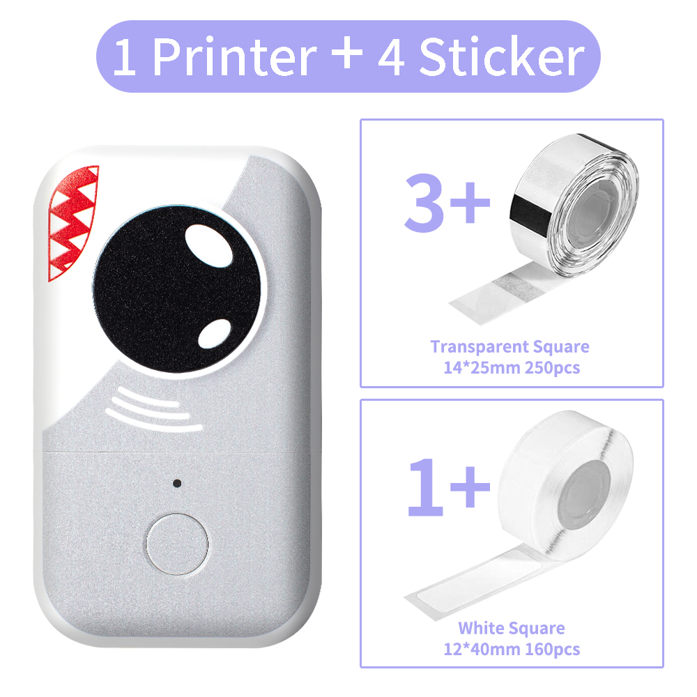 Phomemo Label Maker Sticky Note D30Pro Label Thermal Printer No Ink Home Business Helper Kitchen Sticker Machine: Shark-4 Transparent