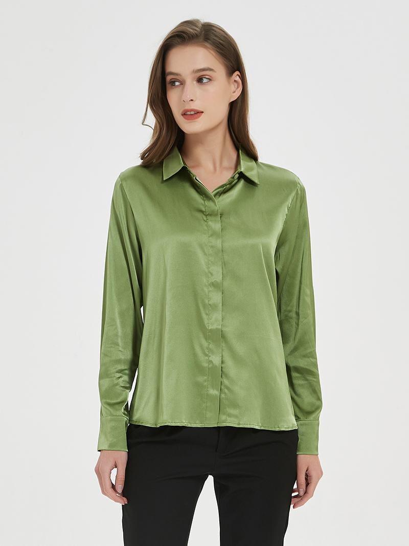SuyaDream-camisas lisas de seda 93% auténtica para mujer, Blusa de manga larga de 7% licra, Top para oficina, primavera y otoño, 2022