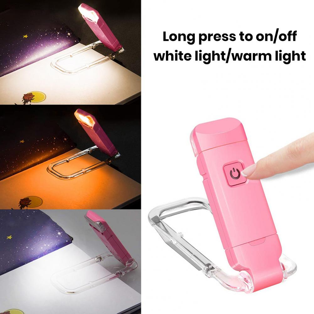 Usb-oppladbar boklampe, bærbar usb-oppladbar ledet-bokleselampe med mykt klips, sammenleggbart ødu til hjemmet