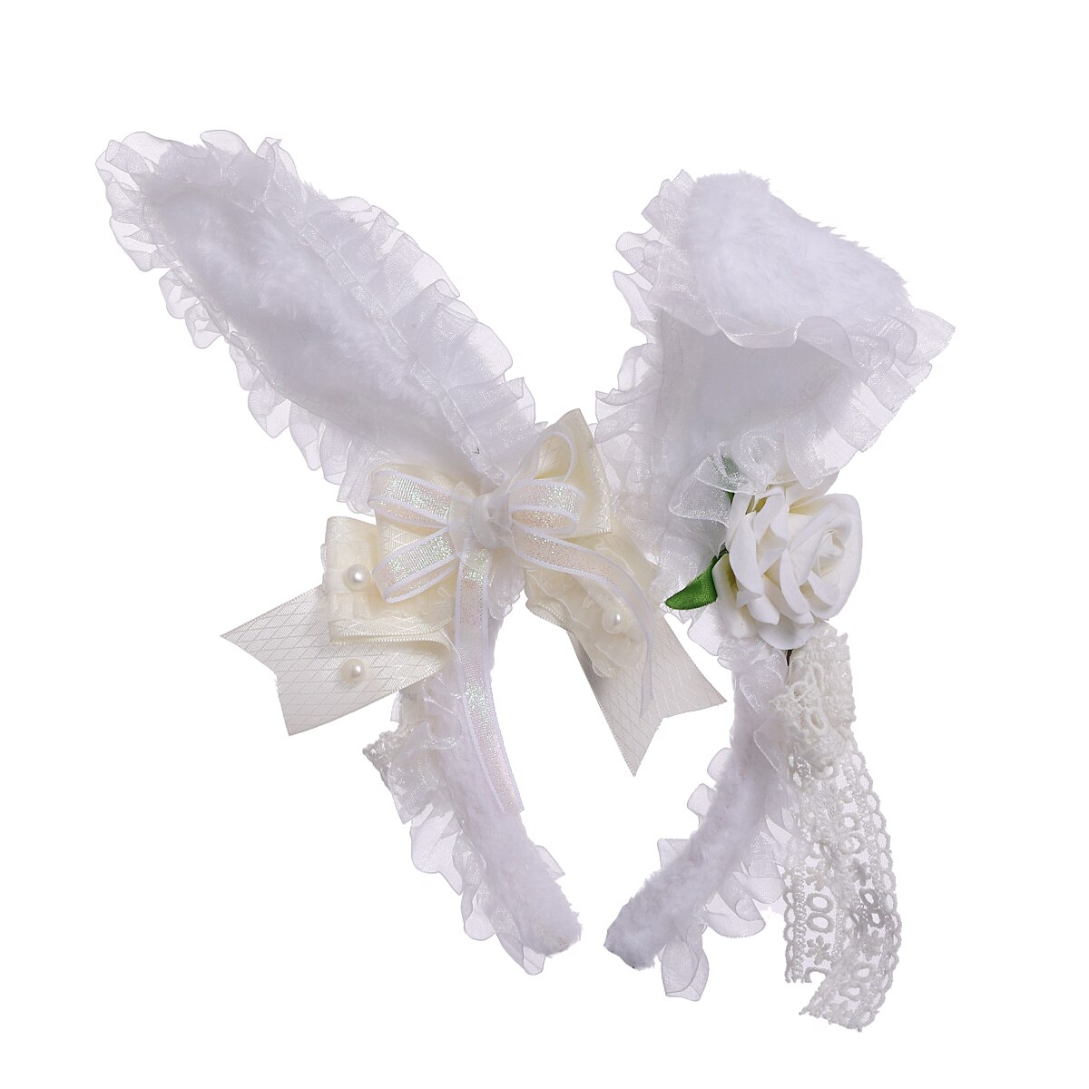 Diadema con Orejas de conejo para niña, tocado Kawaii de Lolita, tocado de conejo hecho a mano, KC japonés, dulce Conejo, ropa para la cabeza para el día de Pascua: beige
