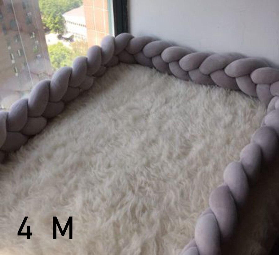 3m,4m baby seng kofanger omkring pude barneseng beskytter baby seng kofanger knude krybbe sikkerhed beskytte til baby sovende: Grå 4m seng pumper