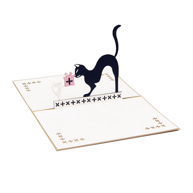3D Pop Up gato y ratón tarjeta de felicitación de cumpleaños invitación de Navidad