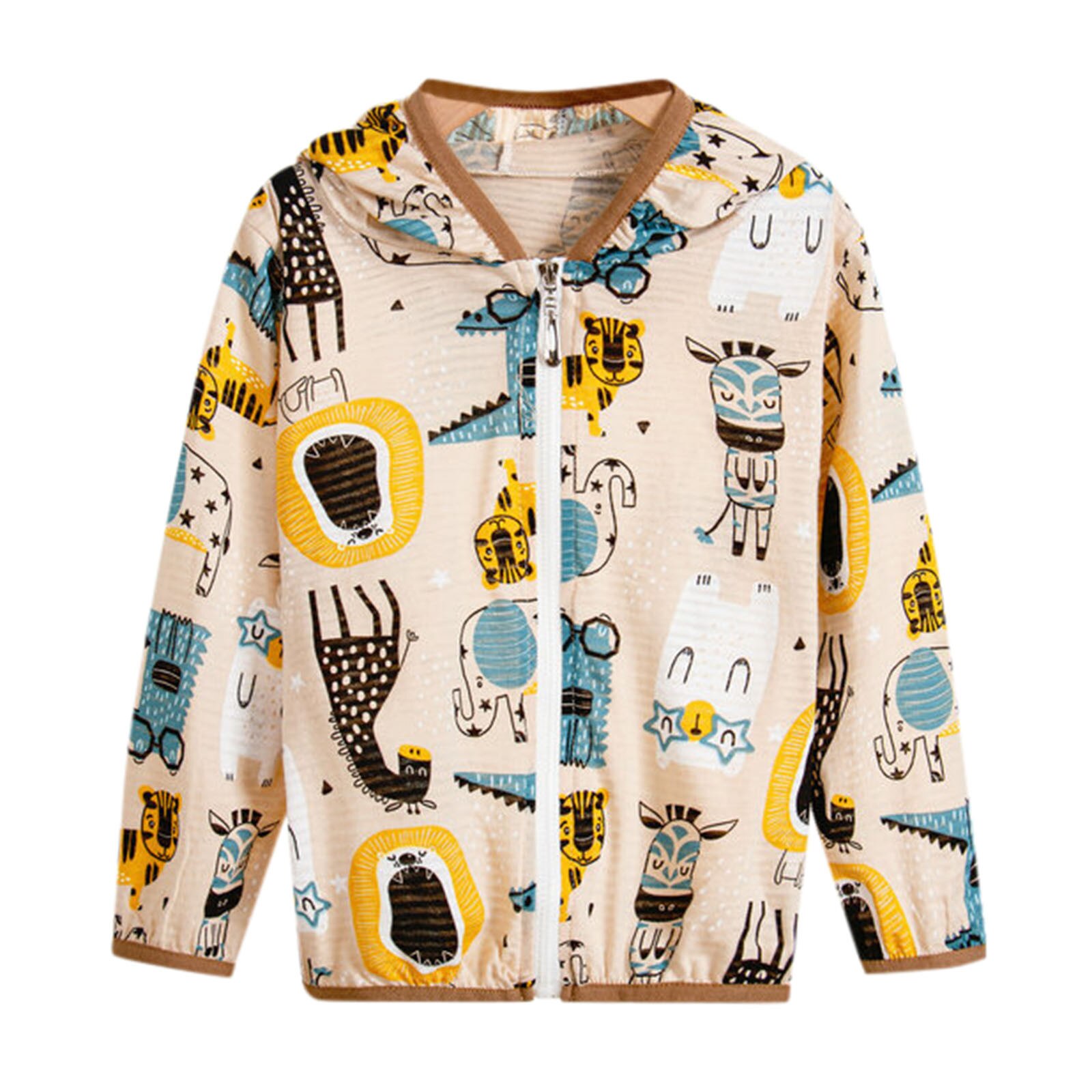 Summer Style Toddler Kids Boys Girls Cartoon Sunscreen Jackets Hooded Outerwear Zipper Coats Vogue Sun Protection Clothing: C / 90