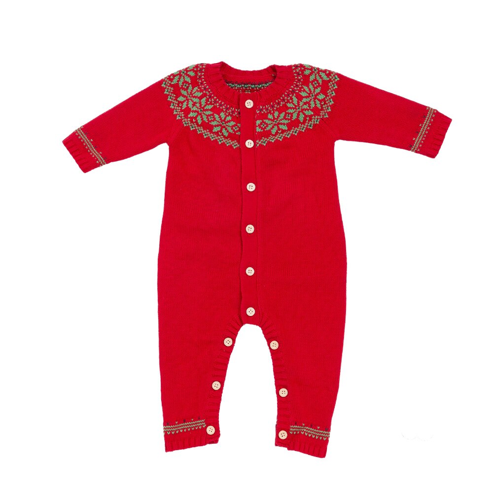 Kerst Dag 0-24 Maanden Baby Peuter Baby Meisjes &amp; Jongens Jurk Lange Rode Jumpsuit-Kids Kleding-Gebreide Katoenen: 3M