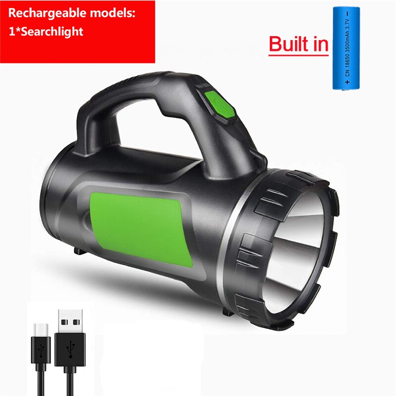 Kraftig 280w arbeidslys usb oppladbart søkelys vanntett lommelykt søkelyset ledet campinglys med sidelyslykt: Pakke e