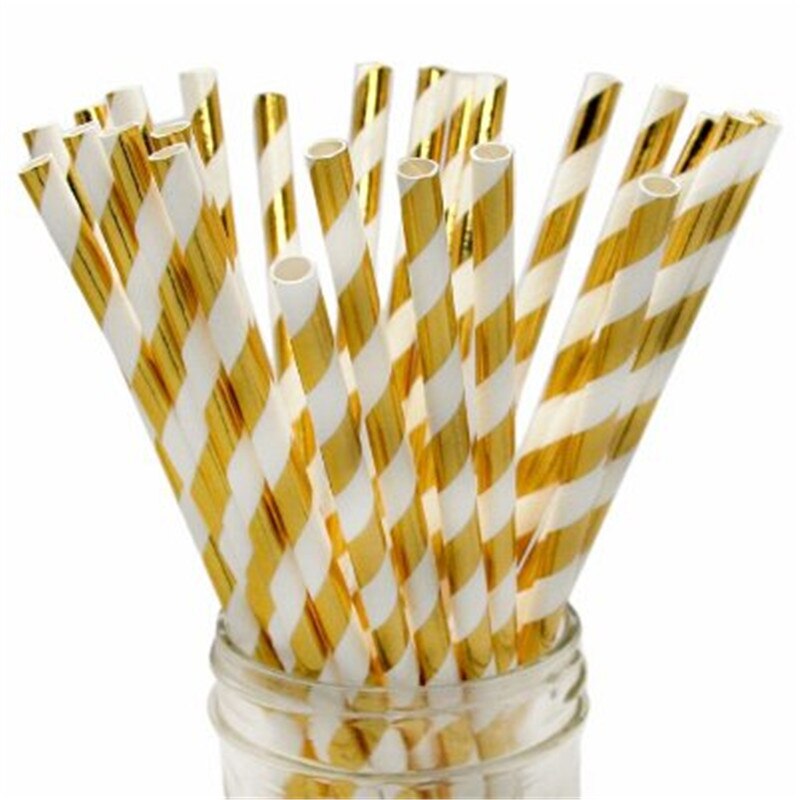 Business Party Papier Wegwerp Diner Plaat Set Birthday Party Cake Stand Milieu Picknick Servies Rietjes: straw 25pcs