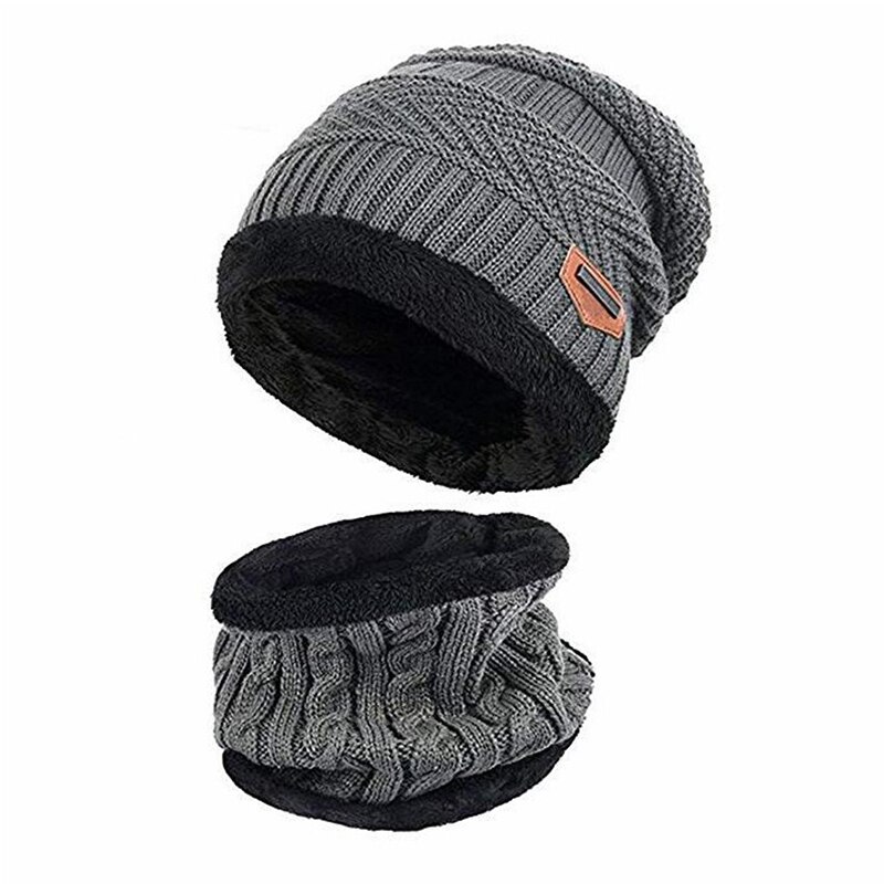 .. Mannen Beanie Muts Sjaal Set Trucker Winddicht Dikke Warme Plus Fluwelen Sjaal Hoed Voor Outdoor Sport Running Riding Skiën: H