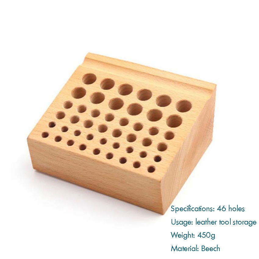 Wood Leathercraft Tool Storage Rack Wooden Leather Craft Stamping Punching Tool Stand Holder Box Organizer 46 Holes