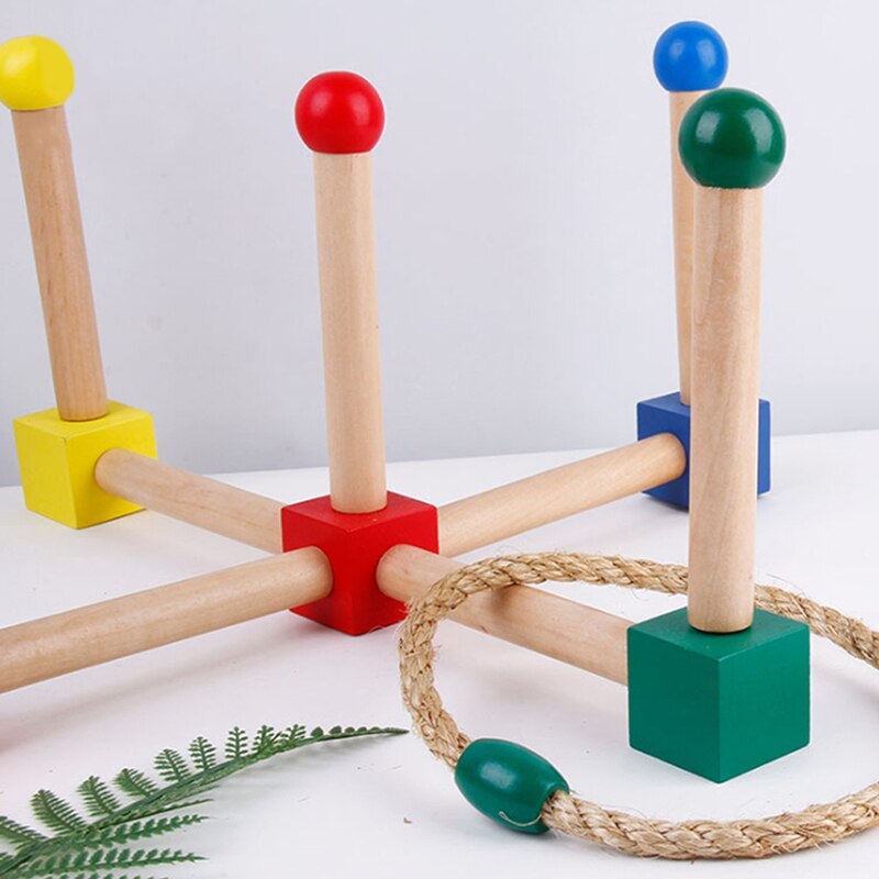1 einstellen Holz Ring Werfen Zwinge Lustige freundlicher draussen-Sport Band Ring Werfen Spielzeug Kreuz Garten Spiele Schwimmbad Für freundlicher