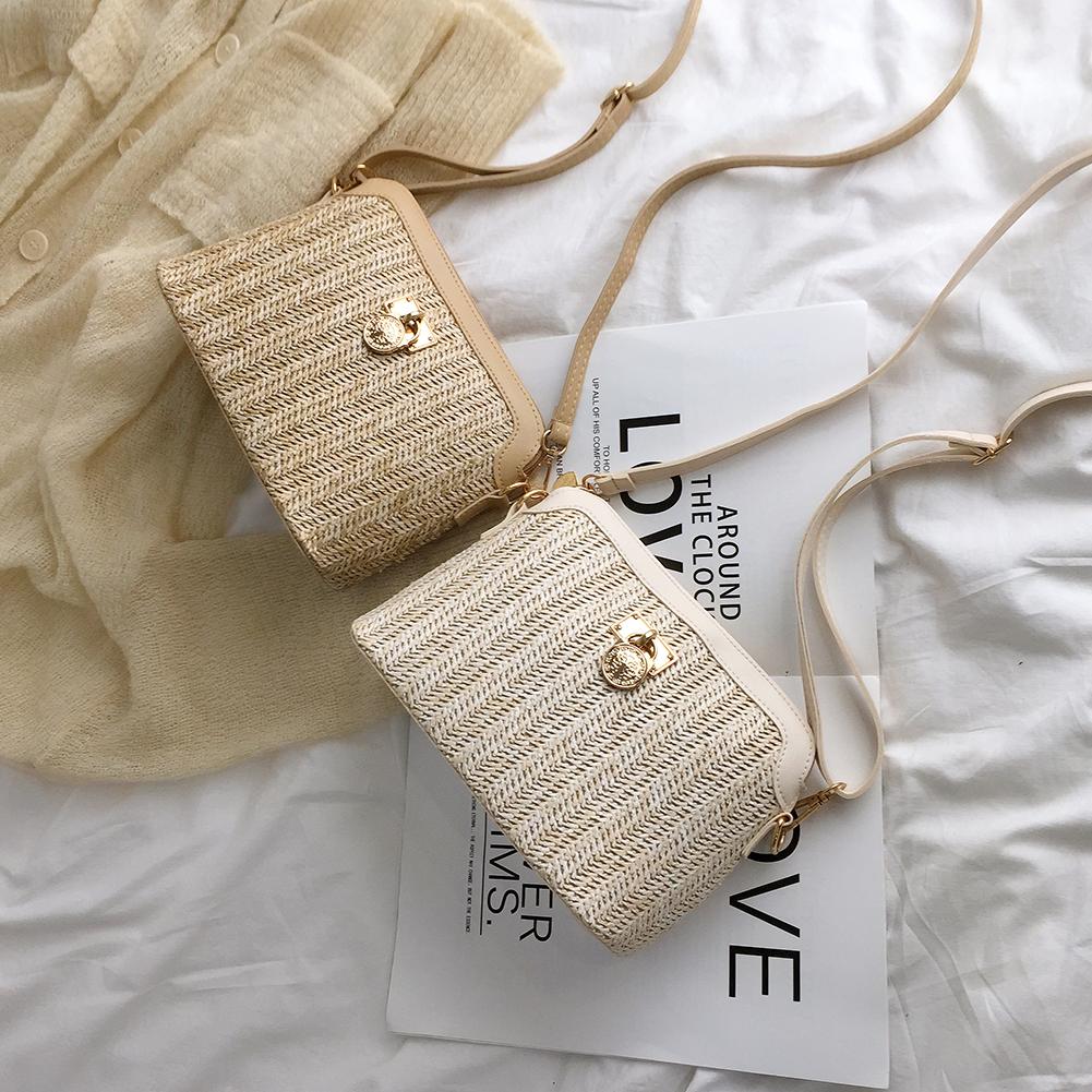 Mode Stro Crossbody Tas Geweven Pu Lederen Boho Zomer Strand Vrouwen Dames Shell Schouder Messenger Bags Bolsa Feminina