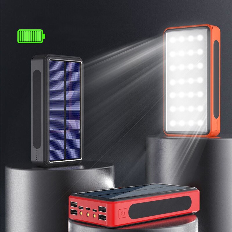 Panneau solaire Powerbank 50000mAh avec lampe de poche chargeur Portable 4 USB Type C appauvrbank pour iPad iPhone Samsung Xiaomi batterie d'alimentation
