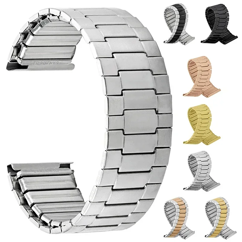 Correa de acero inoxidable de 22mm, correa elástica de reloj, pulsera de Metal, cinturón de repuesto Universal para hombres y mujeres, accesorios de relojes
