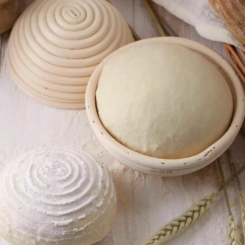 Cuenco de mimbre fermentado para cocina, cesta de pan de forma redonda, cesta de ratán para pan, herramientas de panadería