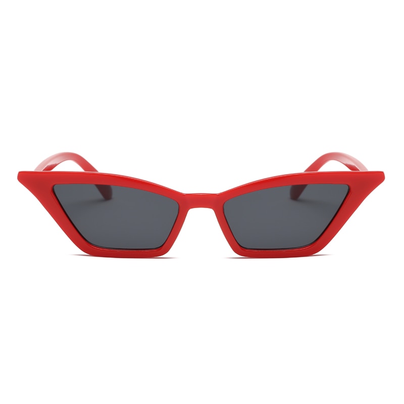 Vintage solbriller kvinder cat eye luksus mærke solbriller retro små røde damer solbriller sorte briller oculos: Rblack