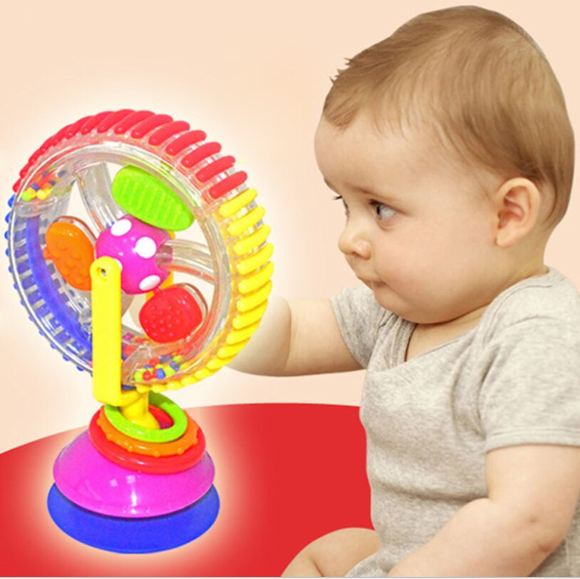 Baby Tricolor Draaiende Reuzenrad Educatief Speelgoed Vroege Onderwijs Muziek Speelgoed Eetkamerstoel Tafel Winkelwagen Voeden Zuignap Speelgoed
