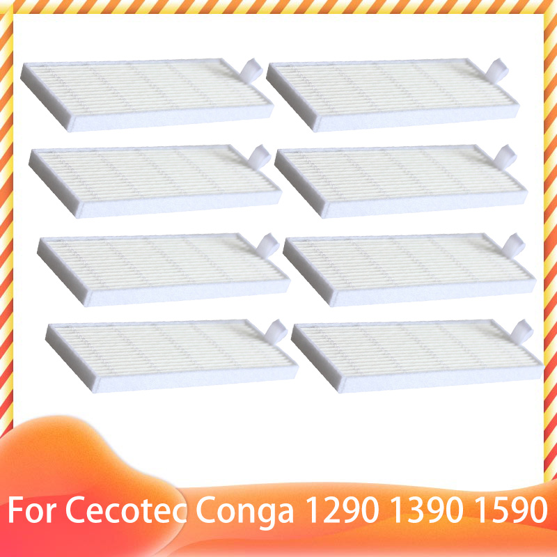 Compatible con Cecotec Conga 1290 1390 1590, accesorios, rodillo, Cepillo Lateral principal, filtro Hepa, fregona, repuestos: Negro