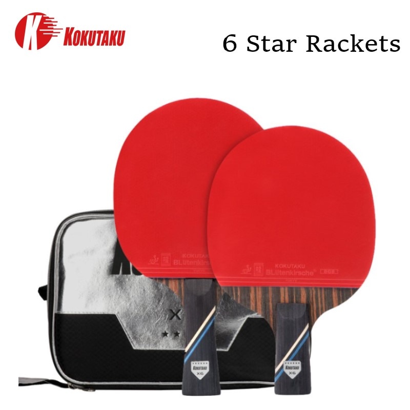 Raqueta de tenis de mesa con certificación ITTF, 2 uds, KOKUTAKU X4 X5 X6, raqueta de Ping Pong, pala de carbono, espinillas de goma