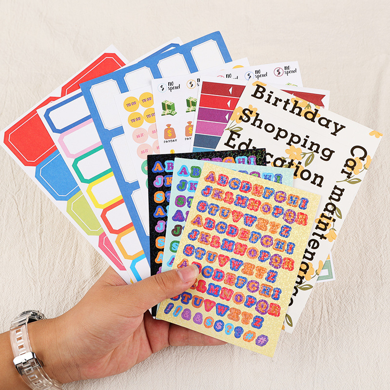 Loose-Leaf Notebook Handwritten Labels Indicate White And Blue Color Stickers Letter Stickers Sticky Notes Index Stickers