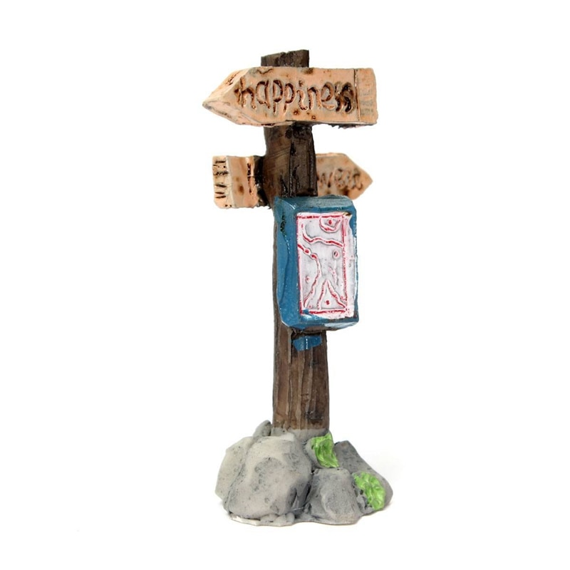 Miniature Sign post Flower Pot Plant Ornament Landscape Bonsai Garden Decor Craft DIY Happy Sweet: Default Title