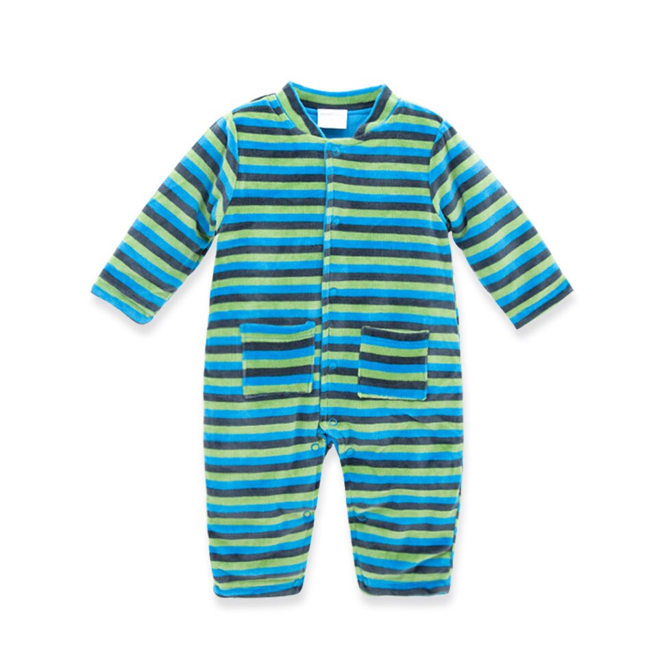 Baby Boy Kleidung Blau Grün Schwarz Streifen Langarm-babyspielanzug Winter Warme Outfit Baumwolle Kleidung Neue Geboren Baby Kostüm