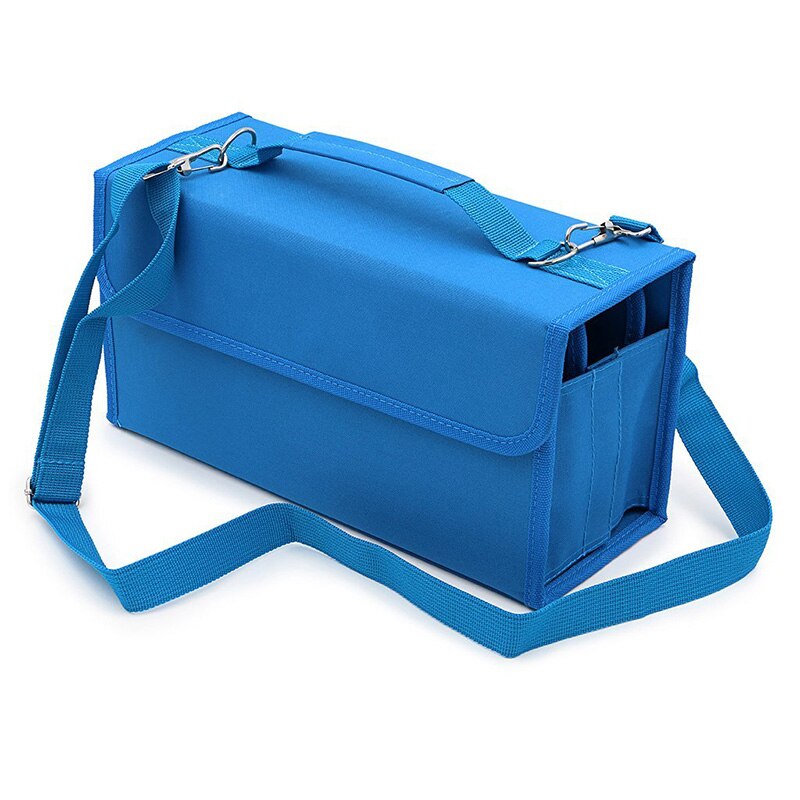 Premium Oxford 80 Slots School Marker Case Markers Bag Holder Marker Pen Painting Draw For kids Student Any Artist: Blue