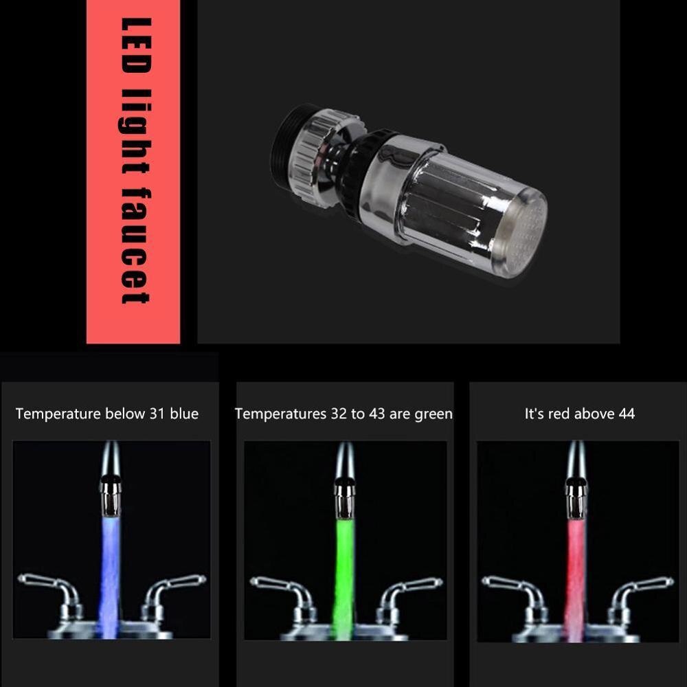 Bathroom Temperature Control 3 Color Water Shower Led Aerator light Power Saving Tap Light Aerator Faucet Water Kit