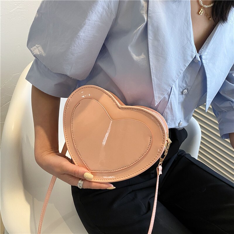 Bolso de hombro pequeño de de lujo para mujer, bandolera de piel sintética con forma de corazón, bolso de mano de noche