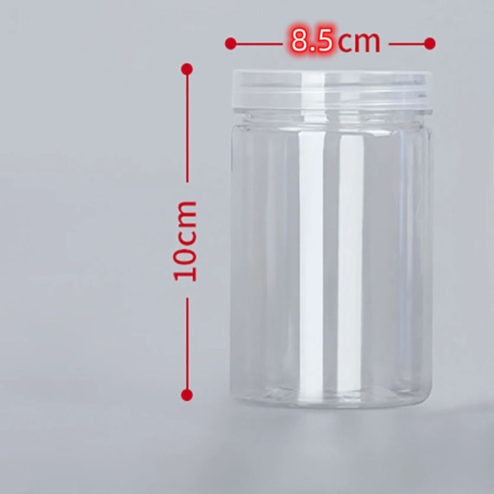 Bote sellado transparente con tapa, botella de embalaje vacía, tarro de plástico para alimentos, contenedor de almacenamiento de grado alimenticio, cubo Circular: Gris claro