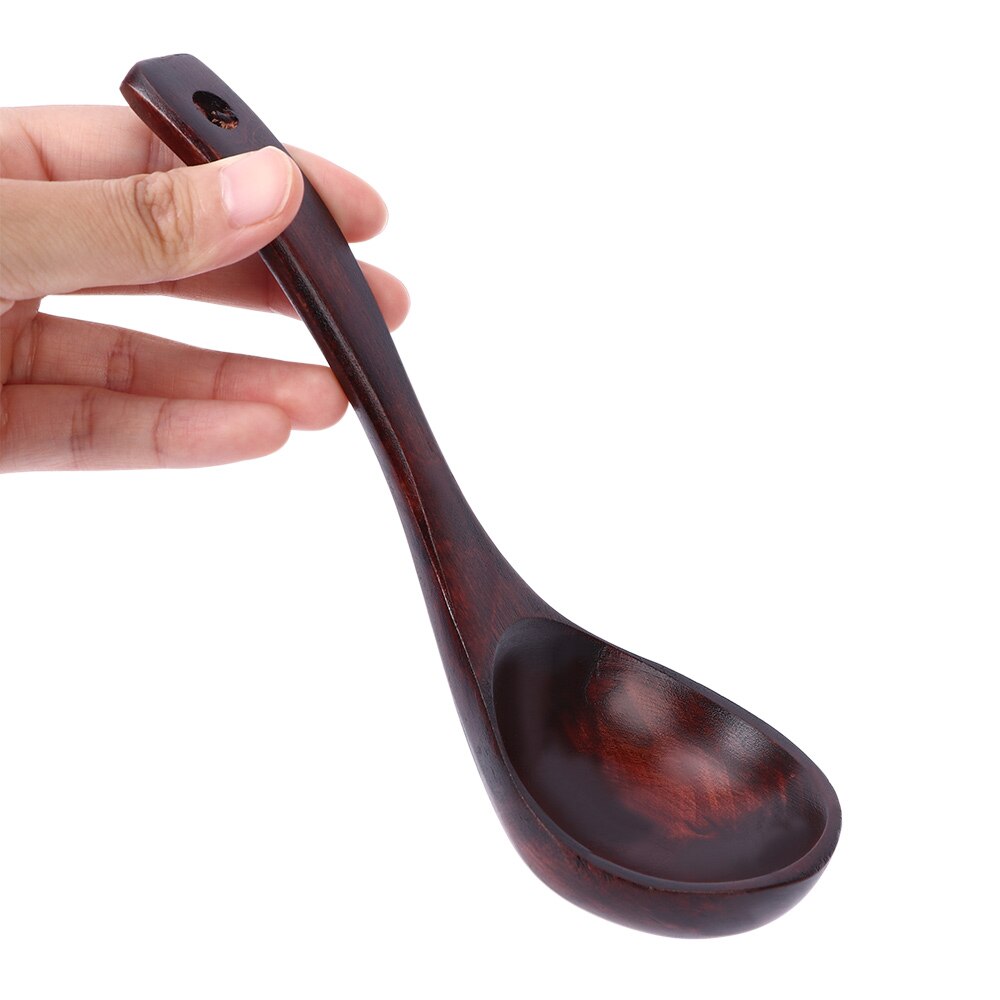 Vajilla de Cocina de madera Natural con mango grande y largo, vajilla para Catering, utensilios de cocina, cuchara, suministros de cocina 1 unidad