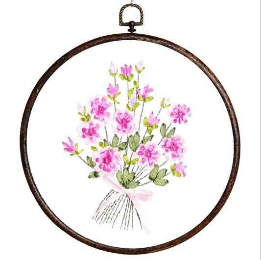 Tee itse kirjonta nauhat käsityöt ristipistosarjat kehyksellä aloittelijakukat printit ompelu askartelu joululahja setti: Vaaleanpunainen / 30 x 35cm kehyksellä