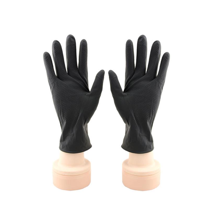 Luvas de látex reutilizáveis, luvas de segurança para salão de cabeleireiro, luva de látex reutilizável, cor de cabelo para salão de beleza, tamanho médio (preto), com 10 peças