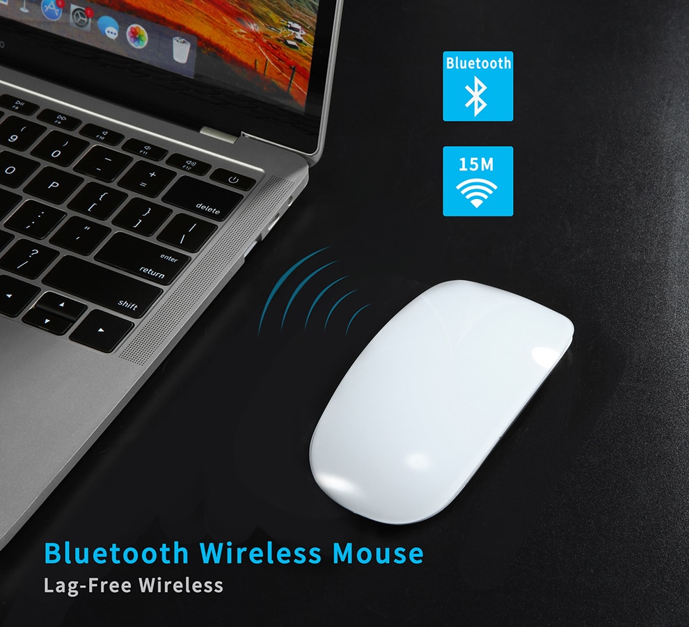 SeenDa Bluetooth Wireless Mouse Arc Touch Mouse Wireless Travel Slim Portable Mice for Apple Mac PC Laptop Android Windows