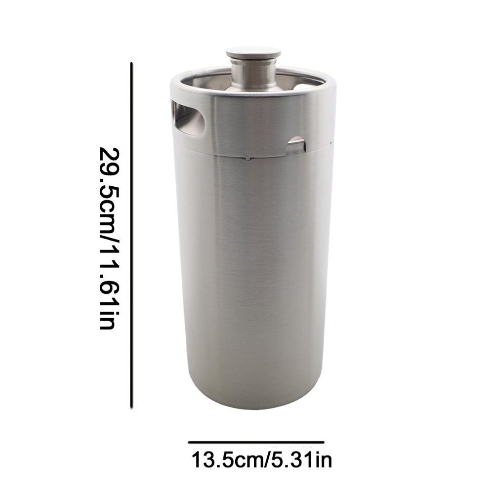 128oz 3.6L Stainless Steel Growler - 1 Gallon Mini Keg Style Growler Unbreakable Homebrew keg for beer bar