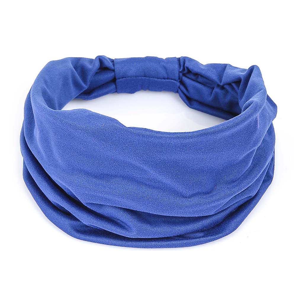 Diademas anchas para mujer, bandas elásticas suaves antideslizantes para el cabello, envolturas para la cabeza para Yoga y gimnasio, pañuelo de turbantes africanos de tela de algodón anudado: Azul