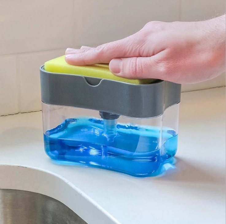 Soap Dispenser press soap box distributeur 2-in-1liquide vaisselle porta detergente organizador cozinha dosificador de fairy