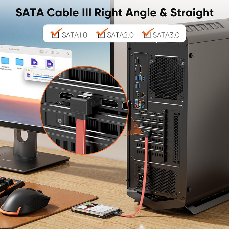 Cavo SATA III Cavo dati Sata III angolato da 6 Gbps Sata 3.0 con chiusura di bloccaggio per SSD SATA da 2,5", unità HDD da 3,5 pollici