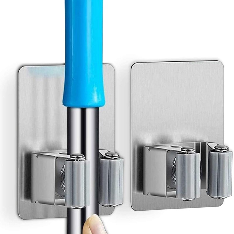4 Pack Broom Holder Wall Mount,Broom Gripper Hold Anti-Slip,for Home,Kitchen,Garden,Garage Storage Systems