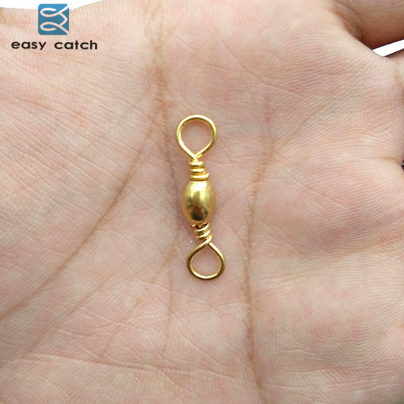 Facile da Prendere 25 pz Pesca Canna Da Pesca Girevole Con Anello Solido Nero Oro In Ottone Gancio di Pesca Linea Connettore Accessori Per la Pesca