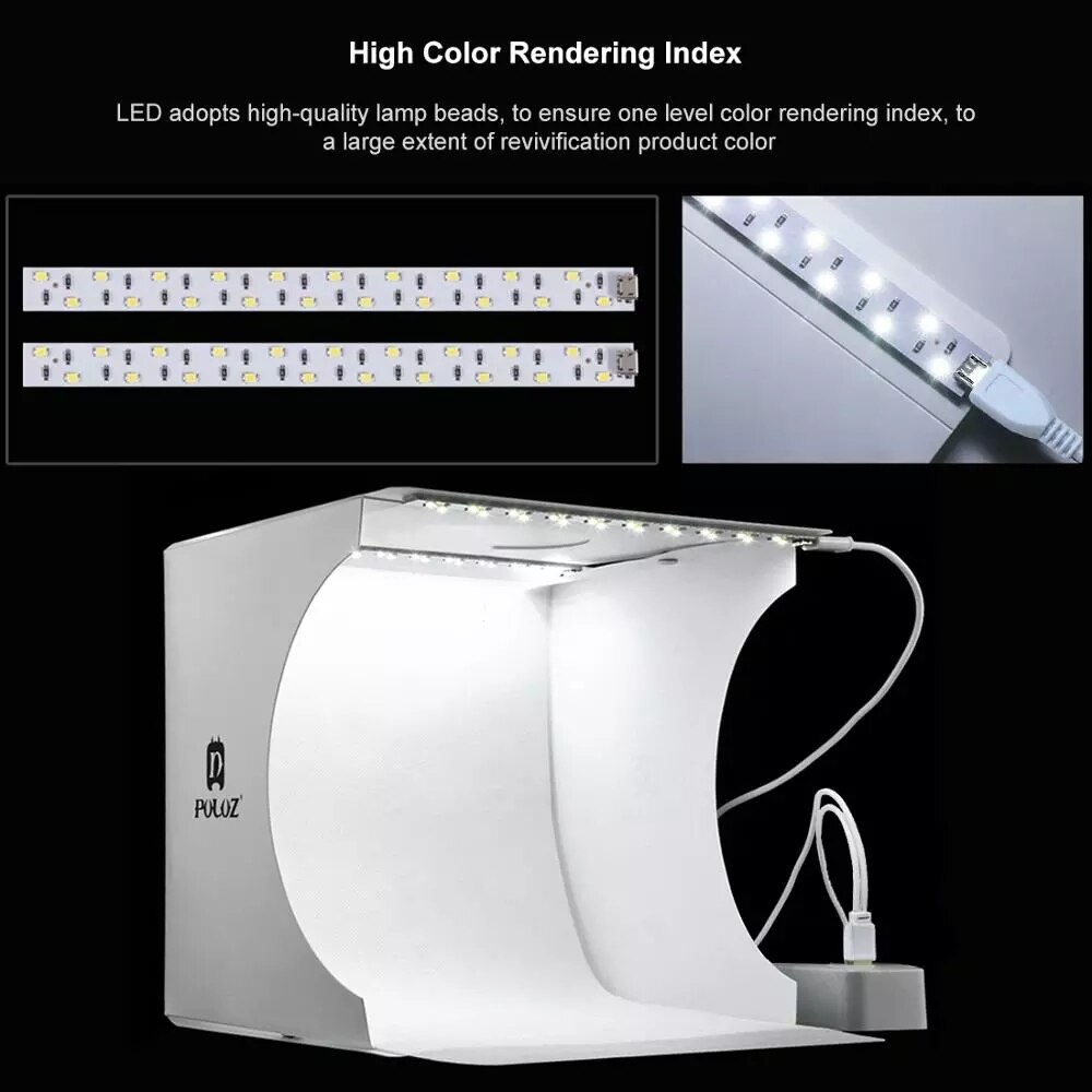 PULUZ 2LED Lightbox Mini Photo Studio Box 1100LM Photography Box Light Studio Shooting Tent Box Kit &amp; 6 Color Backdrops