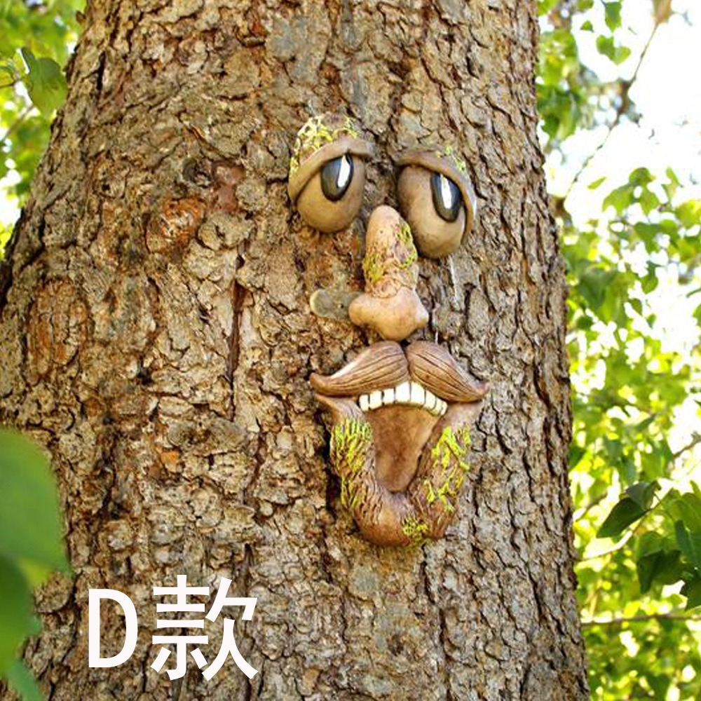 Drôle vieil homme arbre visage Hugger jardin Art extérieur arbre amusant écorce fantôme visage Sculpture fantaisiste arbre visage jardin décoration: Rouge